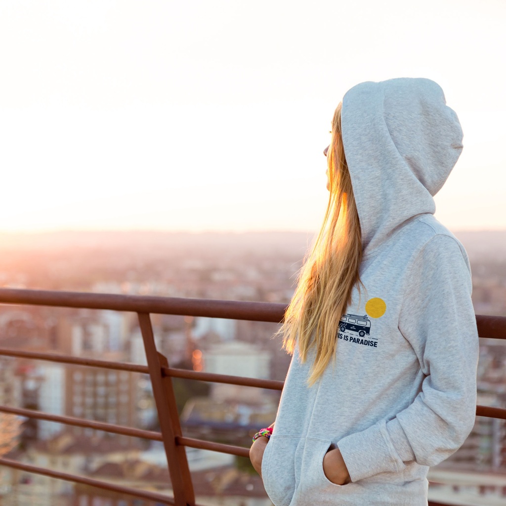 HOODIE CON CIERRE CORONA THIS IS PARADISE